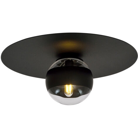 Plafoniera Minimal Mnemosine Acciaio Nero 1 Luce E14 Ip20