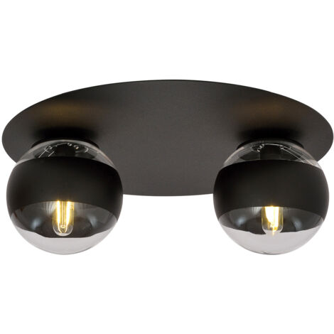 Plafoniera Minimal Mnemosine Acciaio Nero 2 Luci E14 Ip20