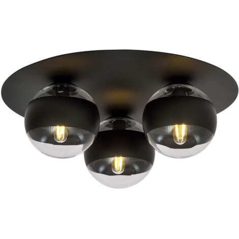Plafoniera Minimal Mnemosine Acciaio Nero 3 Luci E14 Ip20