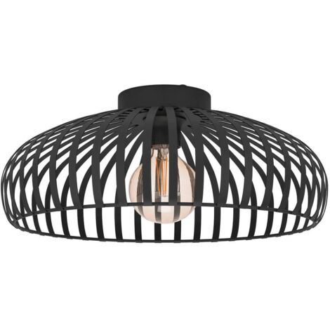 Plafoniera Minimal Mogano 3 Acciaio Nero 1 Luce E27