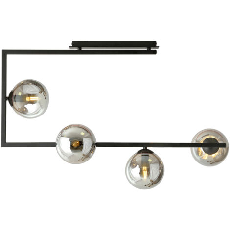 Plafoniera Minimal Nanna Acciaio Nero 4 Luci E14 Ip20