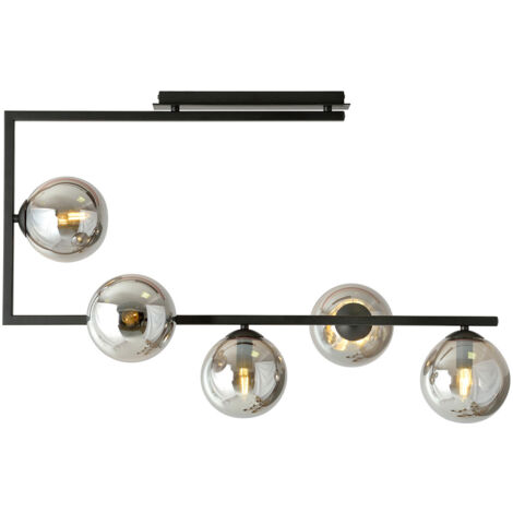 Plafoniera Minimal Nanna Acciaio Nero 5 Luci E14 Ip20