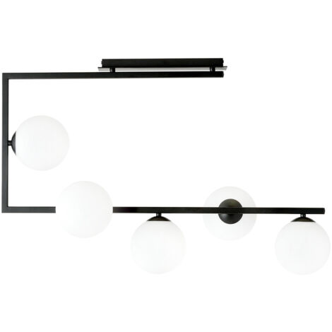 Plafoniera Minimal Nanna Acciaio Nero Oro 5 Luci E14 Ip20