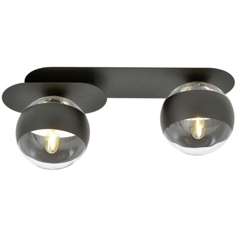 Plafoniera Minimal Teia Acciaio Nero 2 Luci E14 Ip20