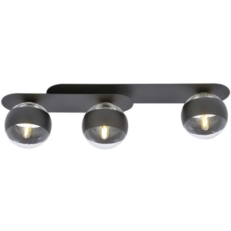 Plafoniera Minimal Teia Acciaio Nero 3 Luci E14 Ip20