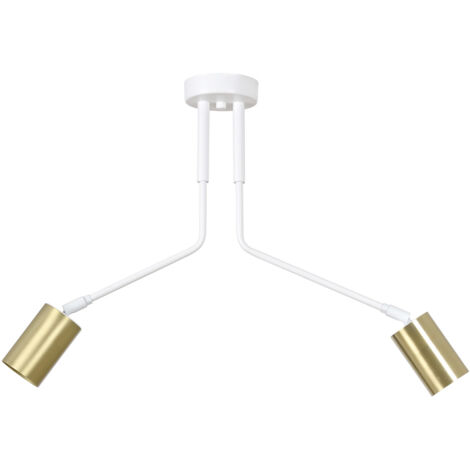 Plafoniera Minimal Tenjin Acciaio Bianco 2 Luci Gu10 Ip20