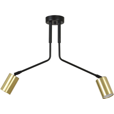 Plafoniera Minimal Tenjin Acciaio Nero 2 Luci Gu10 Ip20