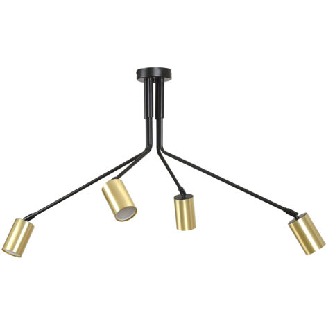 Plafoniera Minimal Tenjin Acciaio Nero 4 Luci Gu10 Ip20