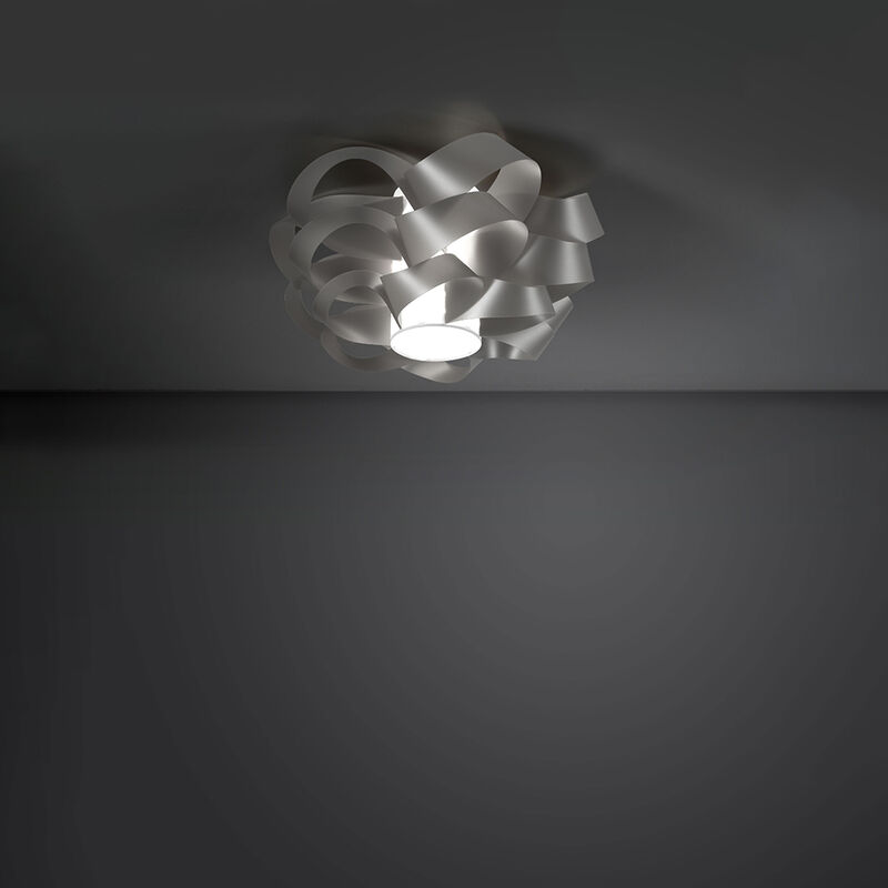Image of Plafoniera Moderna 1 Luce Cloud D40 In Polilux Silver Made In Italy - Argento