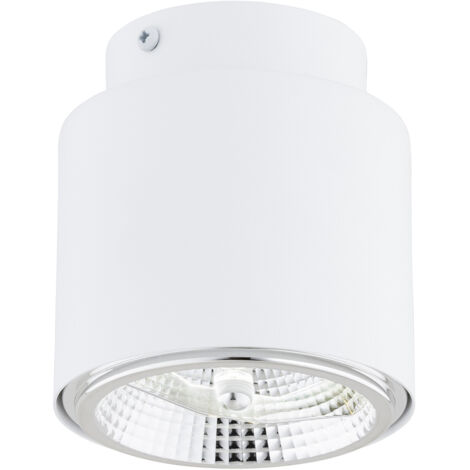 Plafoniera Moderna 1 Luce Faretto Ptah In Acciaio Bianco