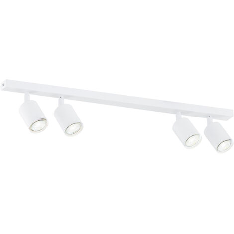 Plafoniera Moderna 4 Luci Faretti Khnum In Acciaio Bianco