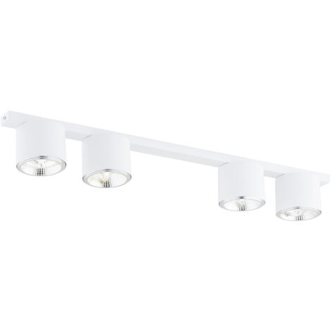 Plafoniera Moderna 4 Luci Faretti Ptah In Acciaio Bianco