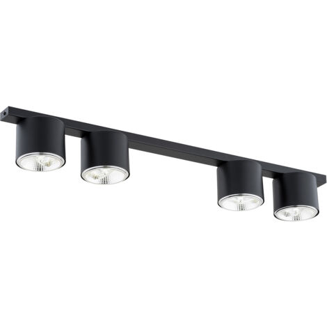 Plafoniera Moderna 4 Luci Faretti Ptah In Acciaio Nero
