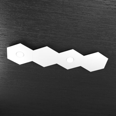 Plafoniera Moderna 4 Moduli Hexagon Metallo Bianco 2 Luci Led 12X2W