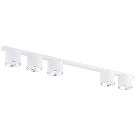 Plafoniera Moderna 5 Luci Faretti Ptah In Acciaio Bianco