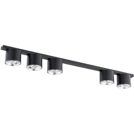 Plafoniera Moderna 5 Luci Faretti Ptah In Acciaio Nero