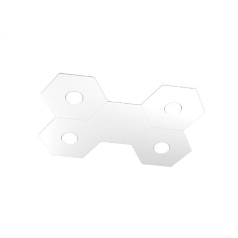 Plafoniera Moderna 5 Moduli Hexagon Metallo Bianco 4 Luci Led 12X4W