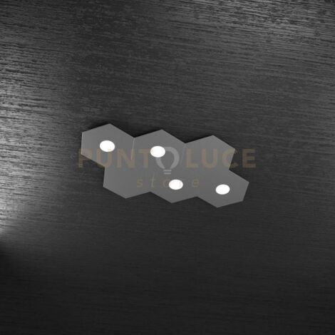Plafoniera Moderna 6 Moduli Hexagon Metallo Grigio Antracite 4 Luci Led 12X4W
