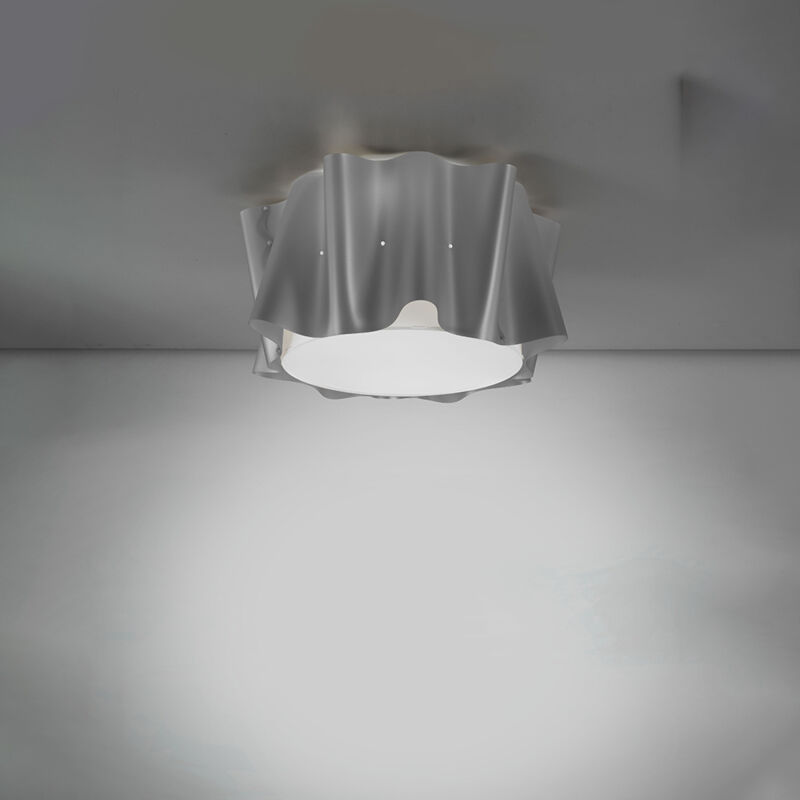 Image of Linea Zero - Plafoniera Moderna a 1 Luce Folio In Polilux argento D60 Made In Italy
