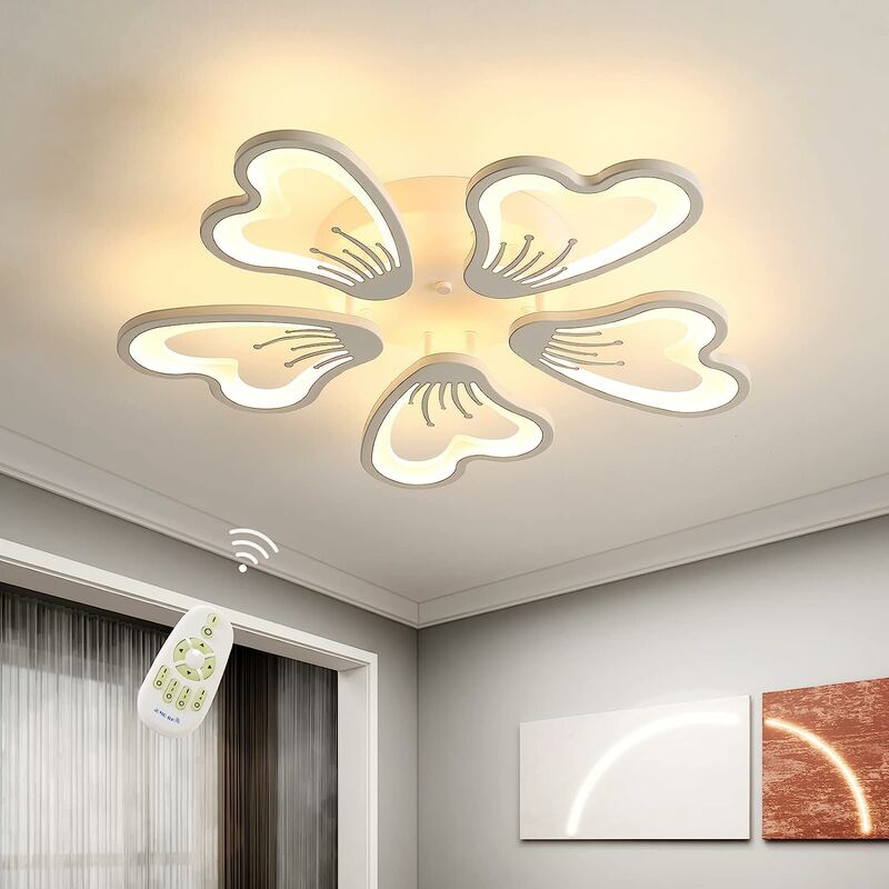 Image of Plafoniera moderna a led dimmerabile, lampada da soffitto a forma di petalo creativa da 60 w, lampadario moderno in metallo acrilico per soggiorno,