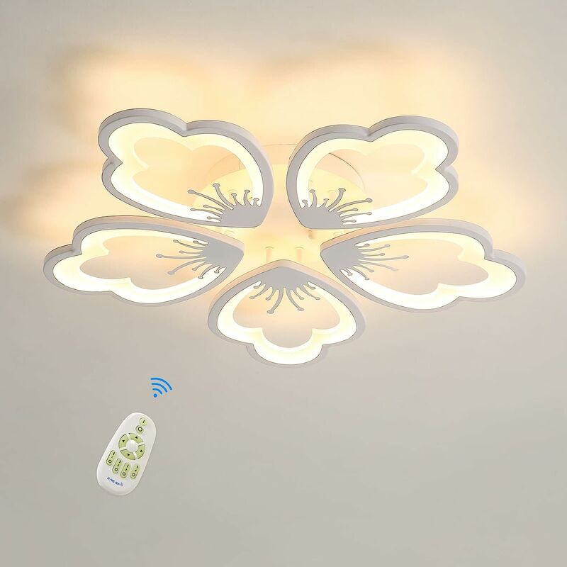 Image of Plafoniera moderna a led dimmerabile, plafoniera con telecomando 75W, 3000K-6500K Lampada da soffitto moderna a fiore creativo in acrilico bianco per