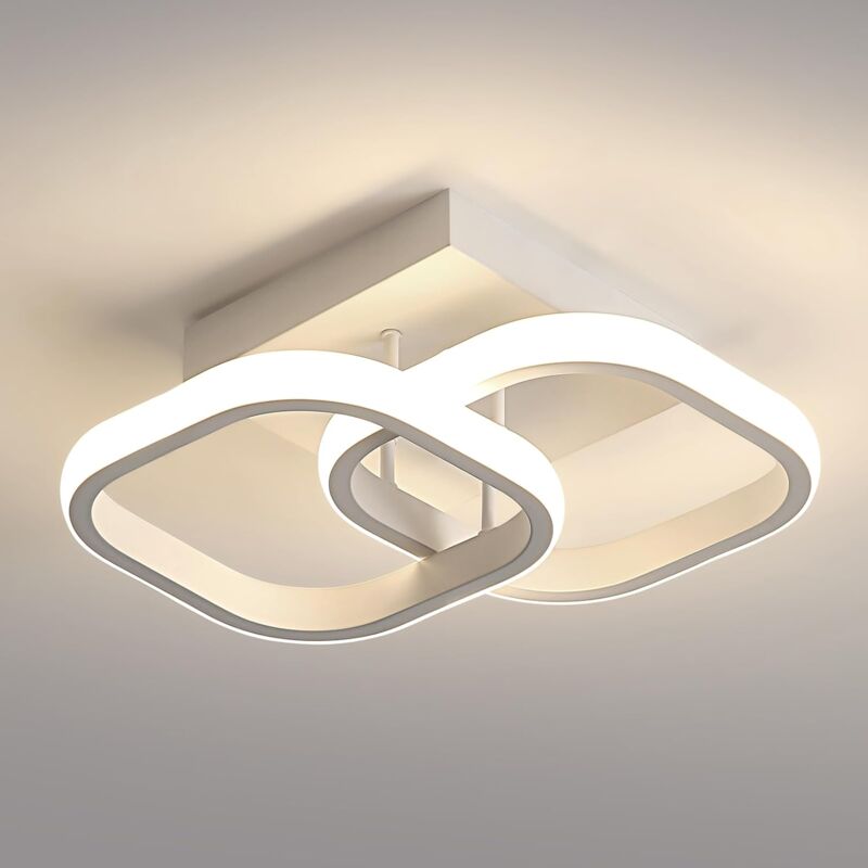 Image of Plafoniera led Moderna, Lampada da Soffitto Quadrata in Acrilico Diametro 19 cm per Camera da Letto, Soggiorno, Cucina, Corridoio - 19W - Bianco