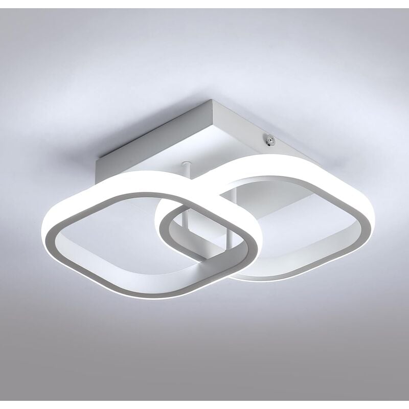 Image of Plafoniera led Moderna, Lampada da Soffitto Quadrata in Acrilico Diametro 19 cm per Camera da Letto, Soggiorno, Cucina, Corridoio - 22W - Bianco