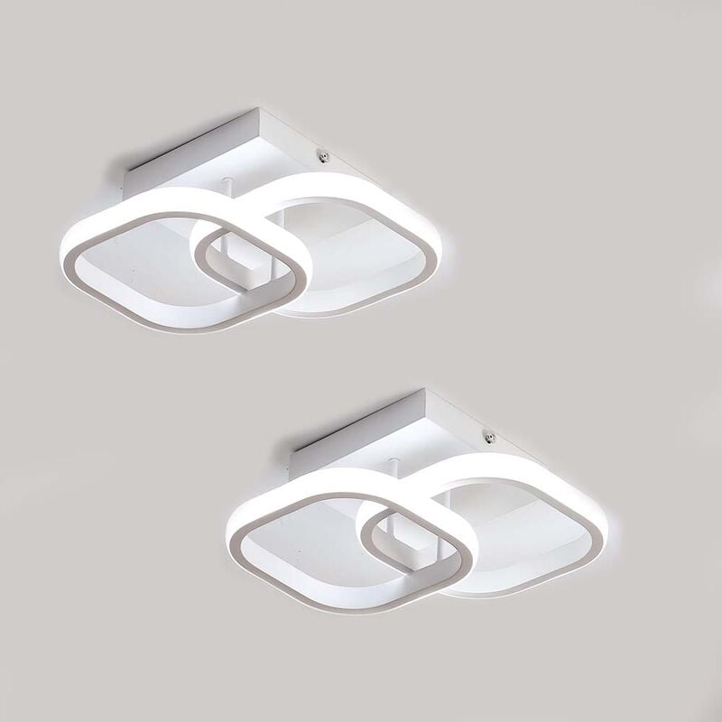 Image of 2 pezzi Plafoniera led 24W Design moderno Bianco Freddo 6000K Anello quadrato Lampada a Soffitto Per Cucina Sala da pranzo Camera da letto Corridoio