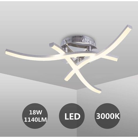 Plafoniera moderna a LED, Plafoniera a forma di onda, Moduli LED integrati 3x6W, 1.140Lm, Bianco caldo 3000K, Lampada a sospensione per camera da letto Soggiorno Sala da pranzo [Classe di efficienza e