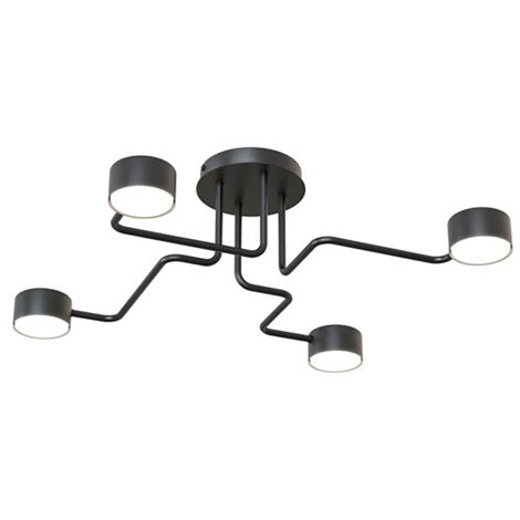 Plafoniera Moderna Ade Acciaio Nero 4 Luci Gx53 Ip20