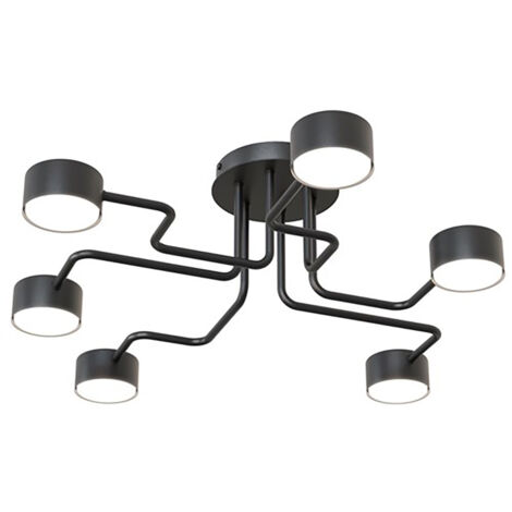 Plafoniera Moderna Ade Acciaio Nero 6 Luci Gx53 Ip20