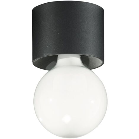 Plafoniera moderna alluminio Nero - BOW E27 lampadina a vista 12x9 cm