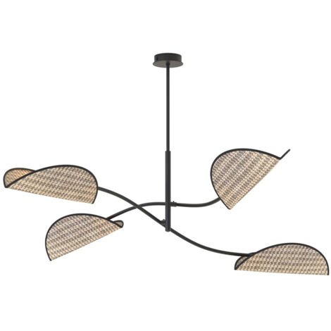 Plafoniera Moderna Ares Acciaio Nero 4 Luci E14 Ip20