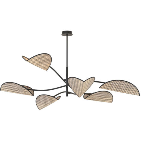 Plafoniera Moderna Ares Acciaio Nero 6 Luci E14 Ip20