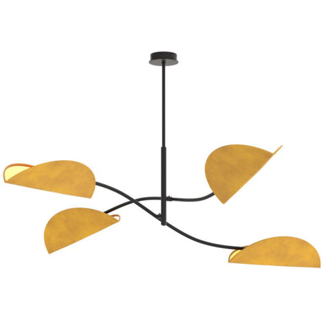 Plafoniera Moderna Ares Acciaio Nero Arancione 4 Luci E14 Ip20