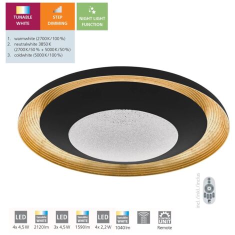 Plafoniera Moderna Canicosa 2 Policarbonato Nero 3 Luci Led Integrato 4,5W