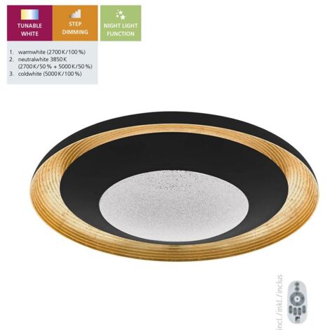 Plafoniera Moderna Canicosa 2 Policarbonato Nero Luce Led Integrato 24,5W