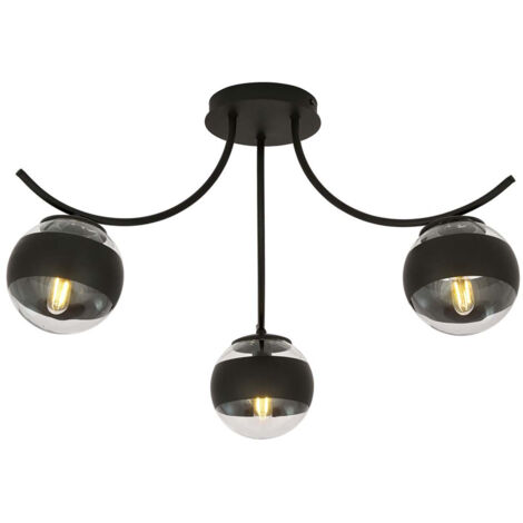 Plafoniera Moderna Coeo Acciaio Nero 3 Luci E14 Ip20