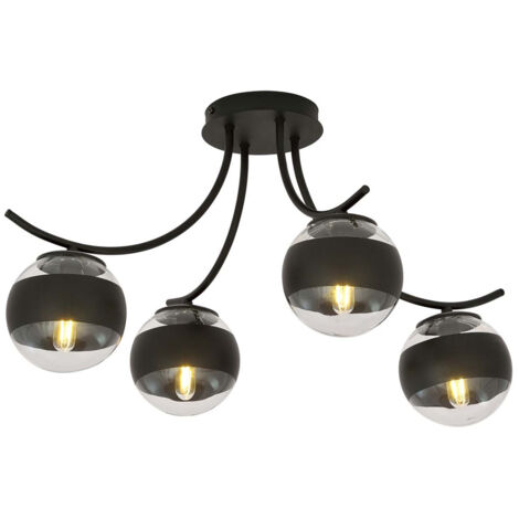 Plafoniera Moderna Coeo Acciaio Nero 4 Luci E14 Ip20