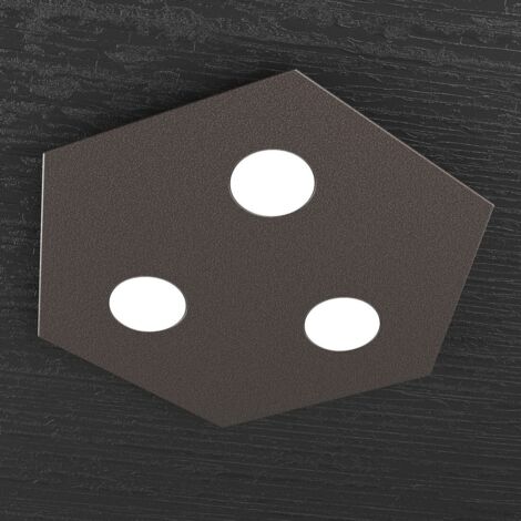 Plafoniera Moderna Esagonale Hexagon Metallo Marrone 3 Luci Led 12X3W