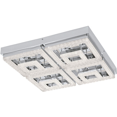 Plafoniera Moderna Fradelo Acciaio Cromo Luce Led Integrato 46,5W