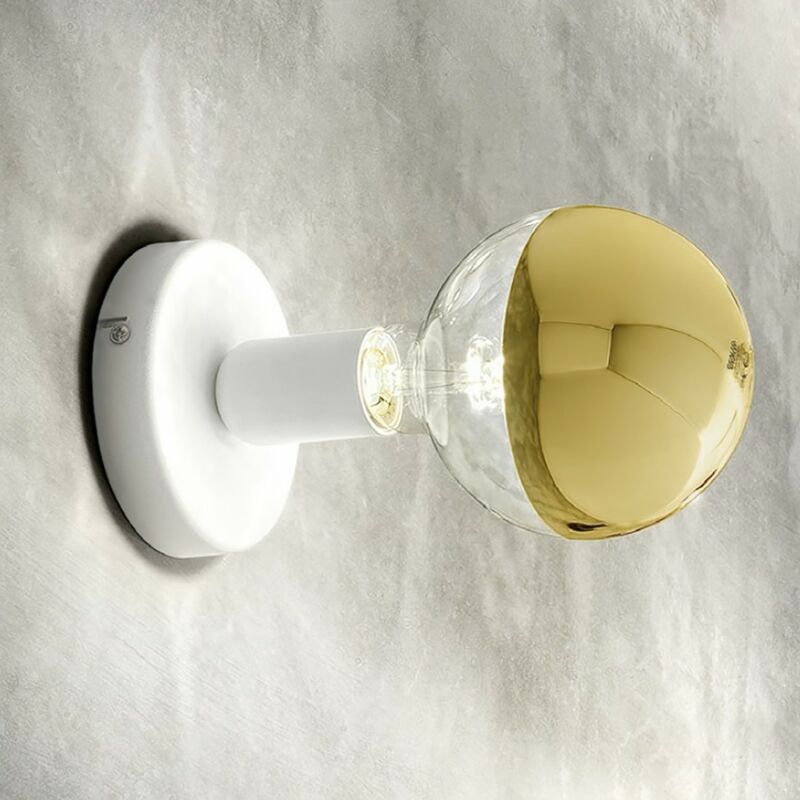 Image of Plafoniera moderna gea luce point e27 led lampada soffitto parete, finitura metallo bianco - Bianco