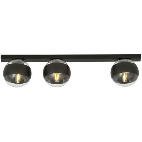 Plafoniera Moderna Giapeto Acciaio Nero 3 Luci E14 Ip20
