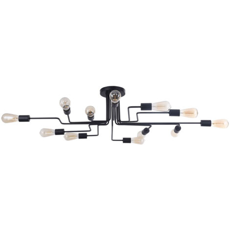 Plafoniera Moderna Gilbert Metallo Nero 12 Luci