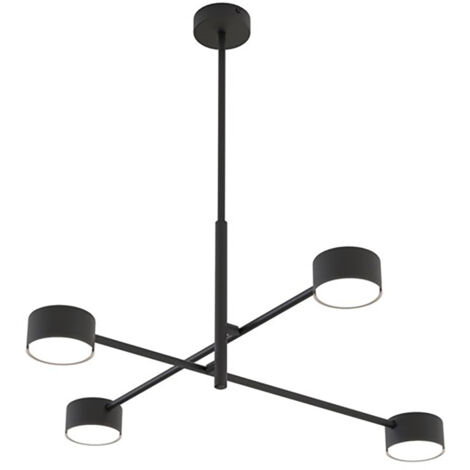 Plafoniera Moderna Giove Acciaio Nero 4 Luci Gx53 Ip20