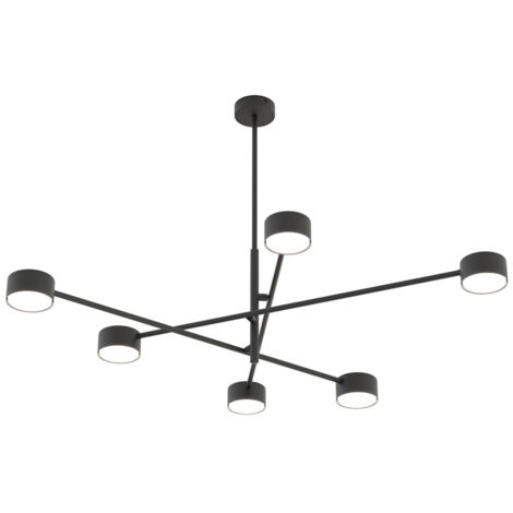 Plafoniera Moderna Giove Acciaio Nero 6 Luci Gx53 Ip20