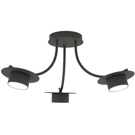 Plafoniera Moderna Giunone Acciaio Nero 3 Luci Gx53 Ip20