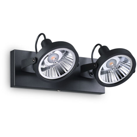 Plafoniera Moderna Glim Metallo Nero 2X10W Gu10 3000K Luce Calda