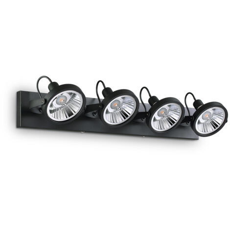 Plafoniera Moderna Glim Metallo Nero 4X10W Gu10 3000K Luce Calda