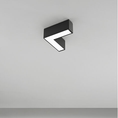 Plafoniera Moderna Grid Giunto L Alluminio Nero Led 10W Dimmerabile Ip20